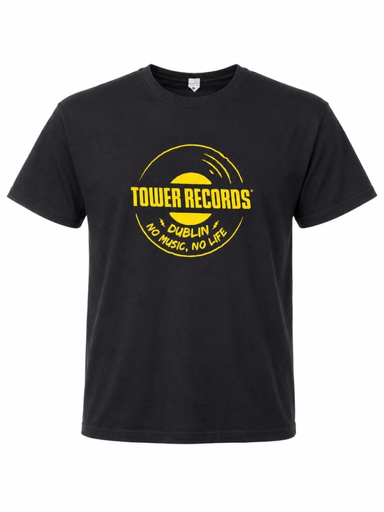 Tower Records Dublin No Music No Life Graphic Band T-Shirt Black XXL